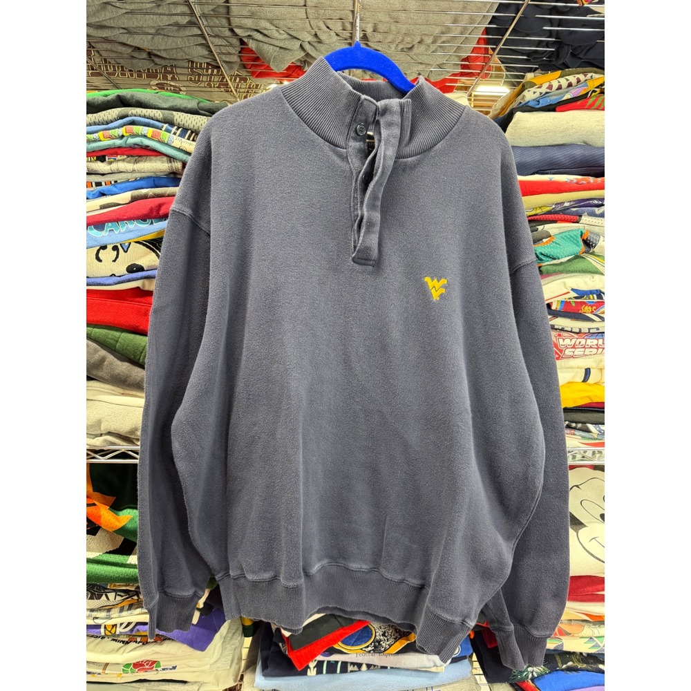 Signature Sportswear West Virginia Mountaineers Navy Blue Button Pullover XL